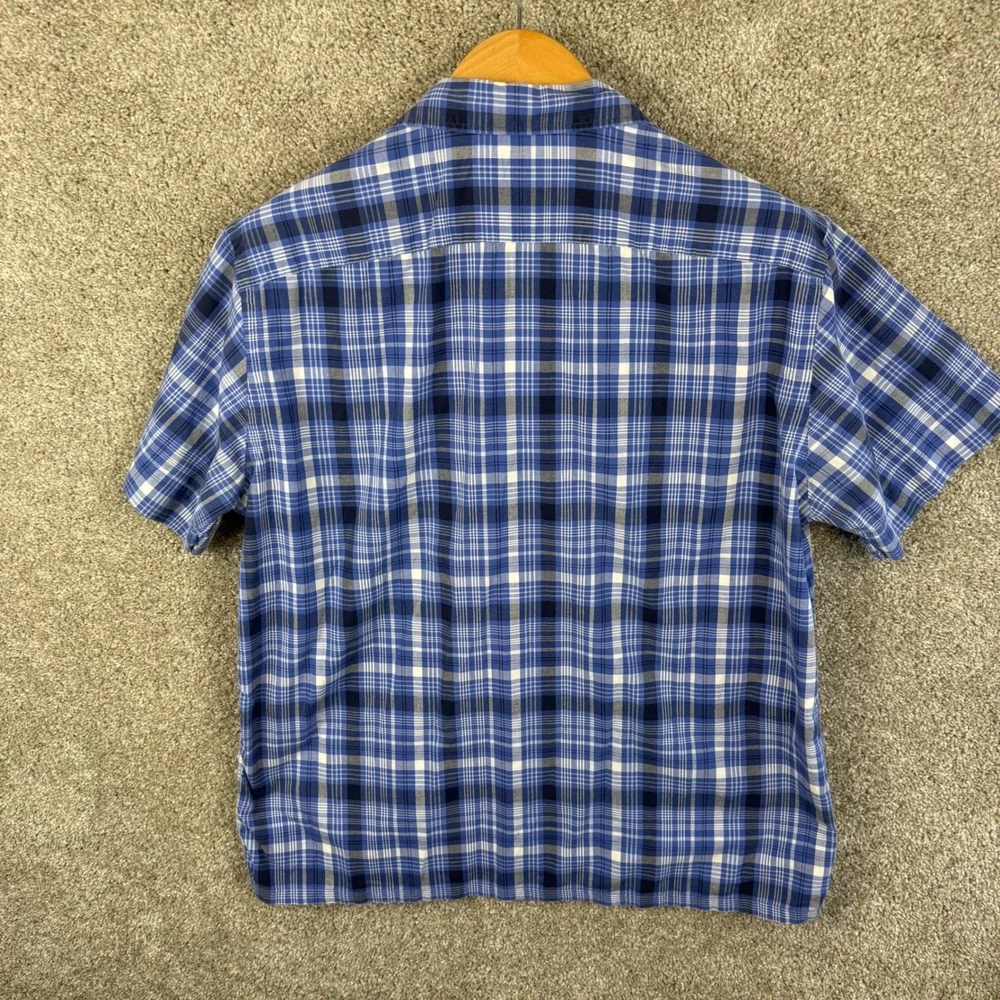 Polo Ralph Lauren Andy Camp Mens Medium Blue Plaid Cotton Short Sleeve Shirt